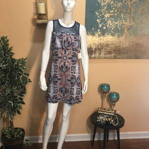 TAKARA Bleu sleeveless  Printed dress size S